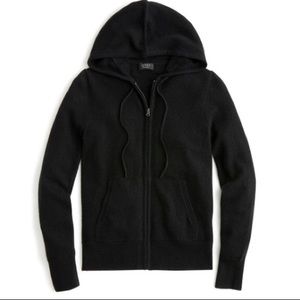J. Crew Italian Zip-Front Cashmere Black Sweater